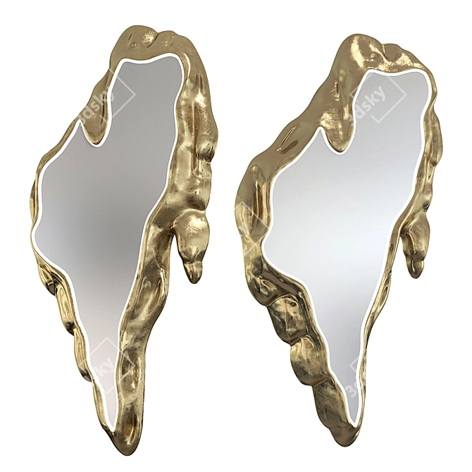 Artistic Melted Mirror Wall Decor 3D model image 2