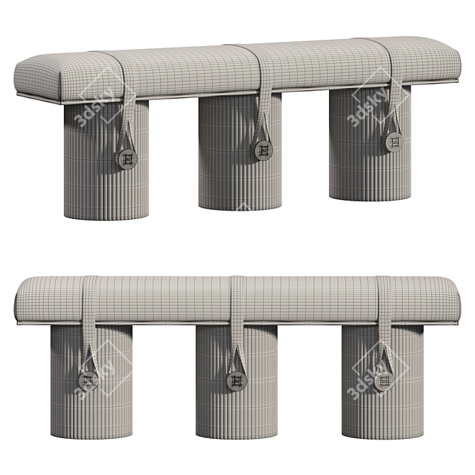 Fendi Casa F-ench Bench - Stylish Harmony 3D model image 2