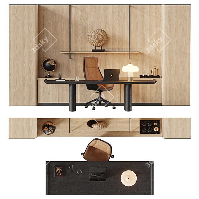 Sleek Minimalist Office Furnishings 3D model image 1