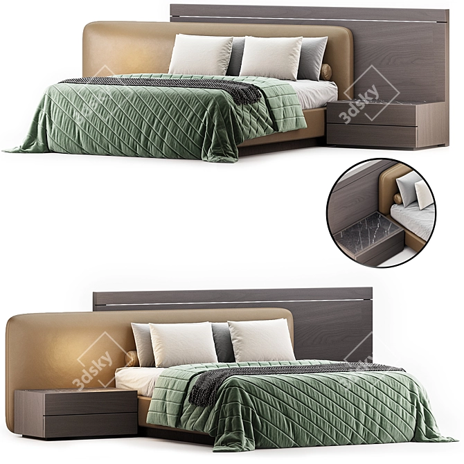 Double Bed by Lazzoni 3D model image 3