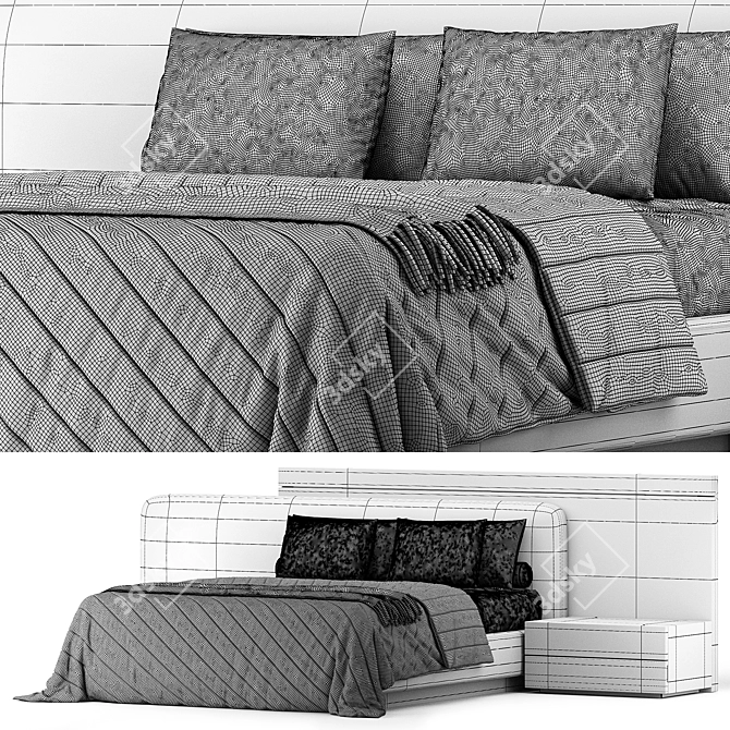 Double Bed by Lazzoni 3D model image 5