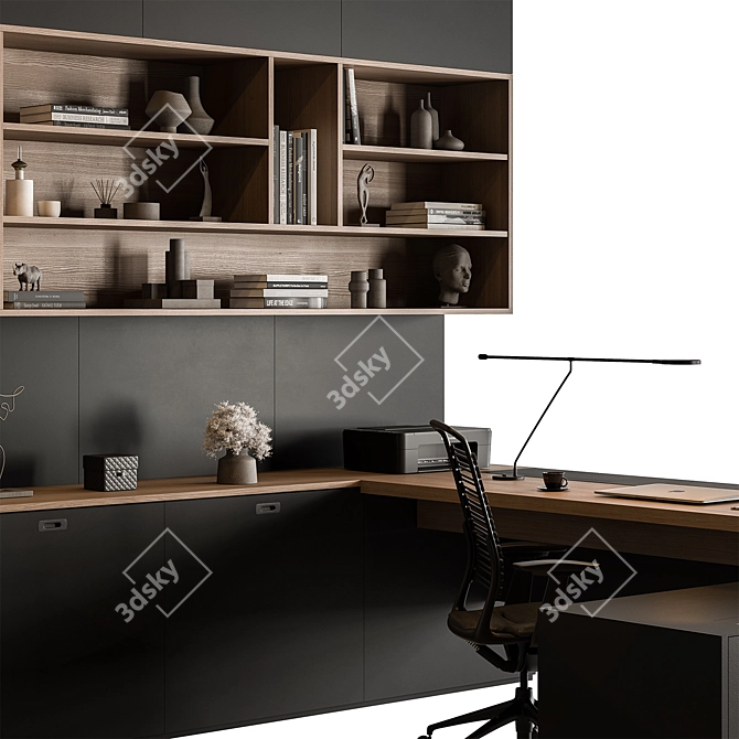 Executive Workstation - Office Desk 3D model image 2