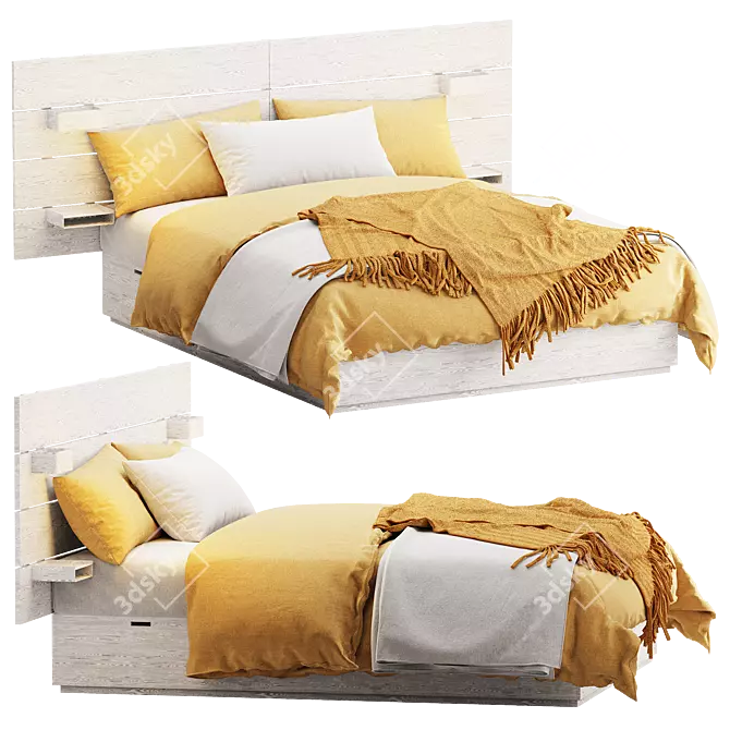 Sleek NORDLI Bed with Storage 3D model image 1