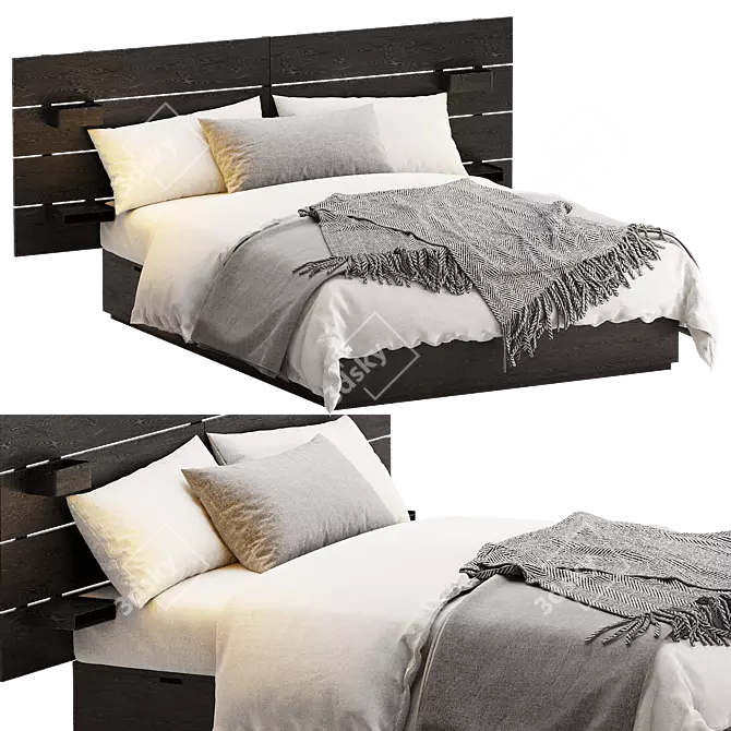 Sleek NORDLI Bed with Storage 3D model image 2