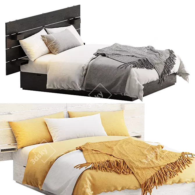 Sleek NORDLI Bed with Storage 3D model image 3
