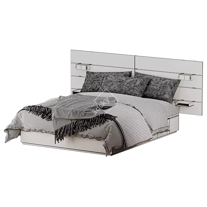 Sleek NORDLI Bed with Storage 3D model image 4