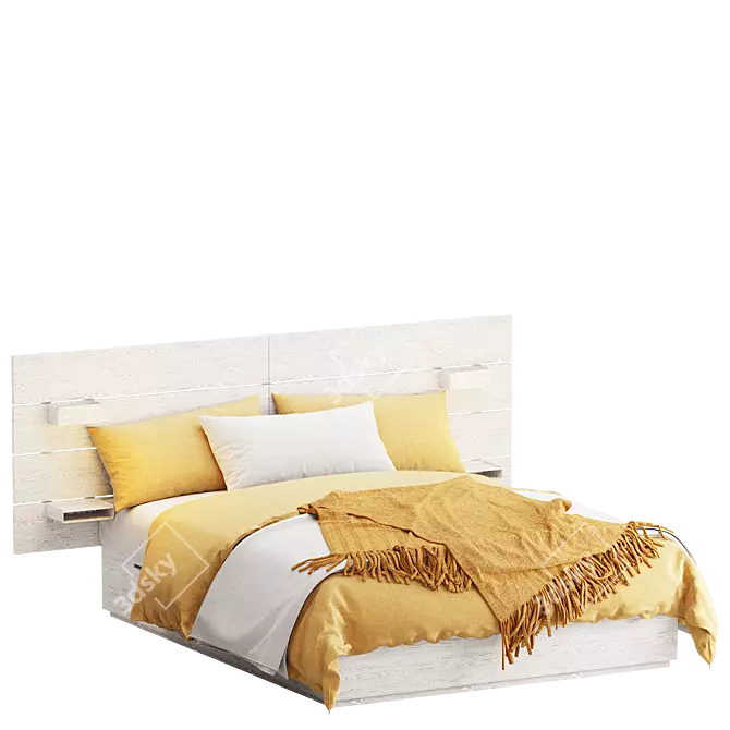 Sleek NORDLI Bed with Storage 3D model image 5
