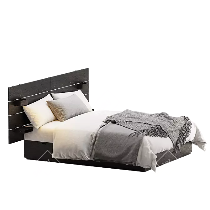 Sleek NORDLI Bed with Storage 3D model image 7