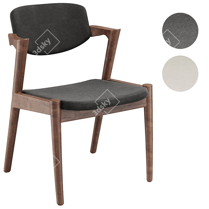Modern Grey Fabric Dining Chair 3D model image 1