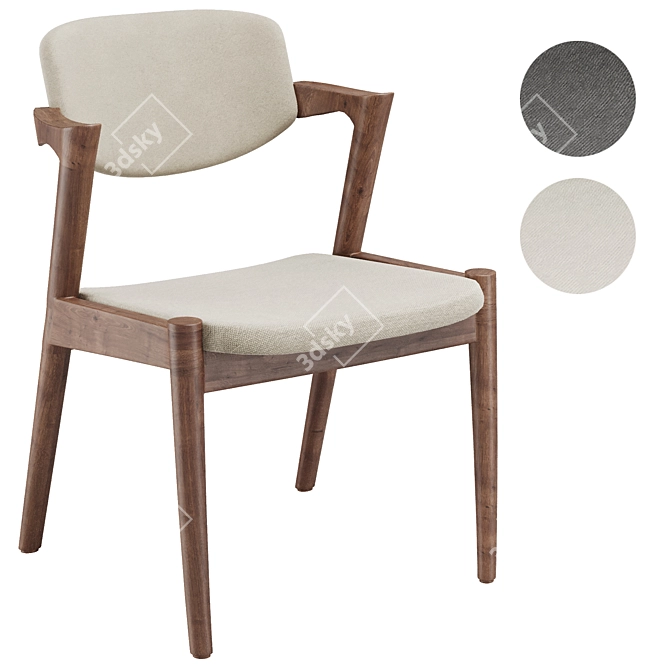Modern Grey Fabric Dining Chair 3D model image 2