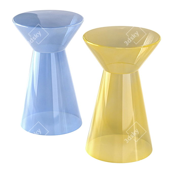 Colorful Glass Side Table Narrow 3D model image 1