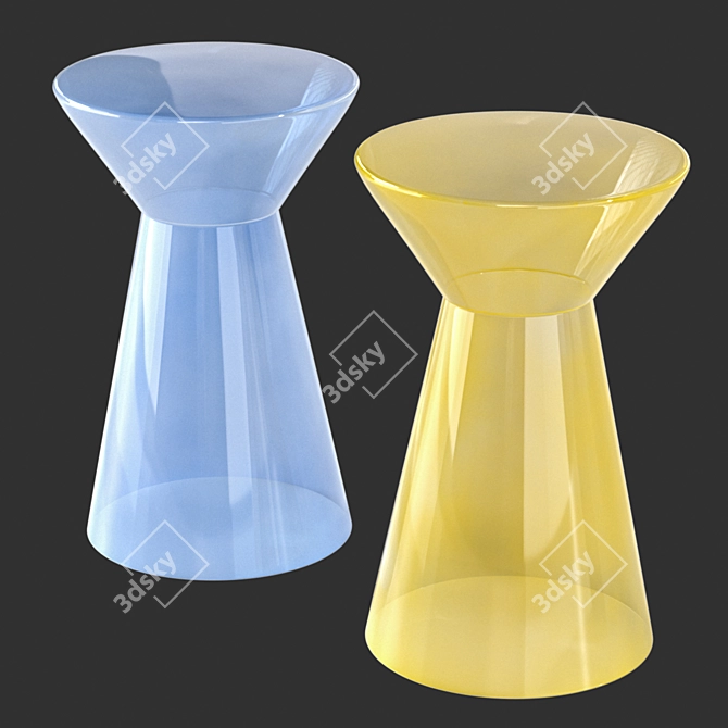 Colorful Glass Side Table Narrow 3D model image 2