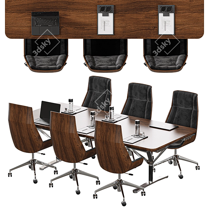 Contemporary Modular Meeting Table 3D model image 1