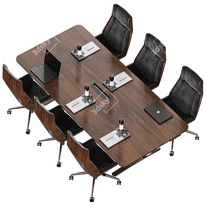 Contemporary Modular Meeting Table 3D model image 4