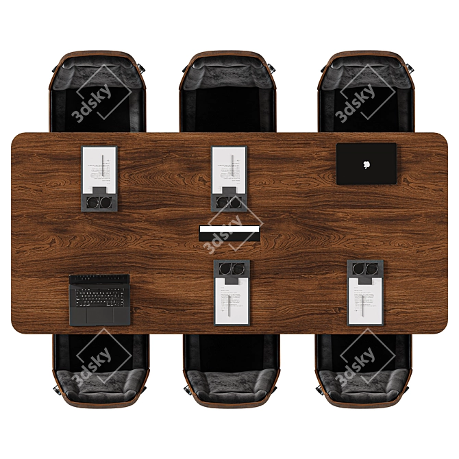 Contemporary Modular Meeting Table 3D model image 5