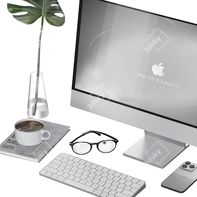 Apple-inspired Workplace Decor Set 3D model image 3