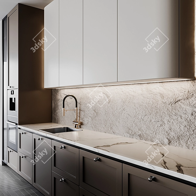 Adjustable Modern Kitchen Set 3D model image 3