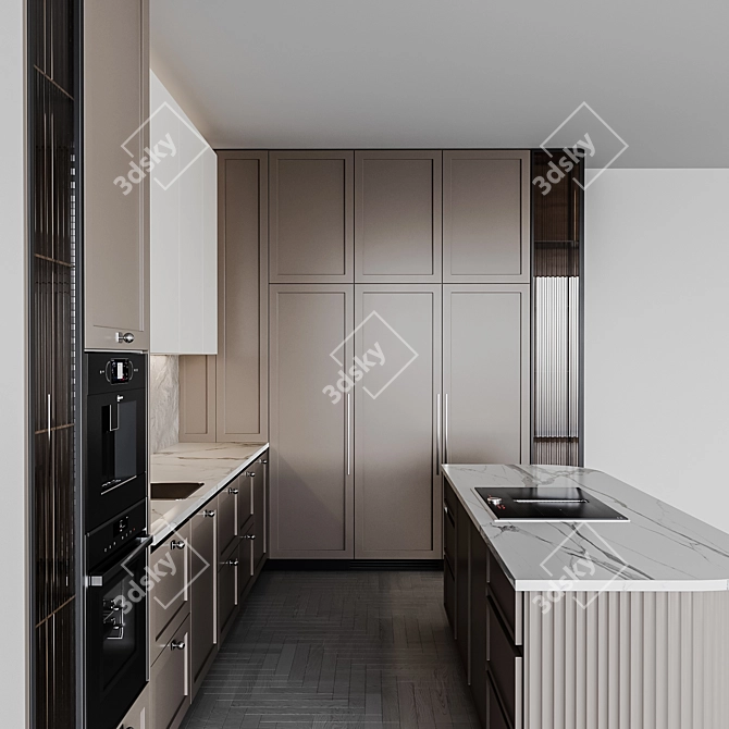 Adjustable Modern Kitchen Set 3D model image 4