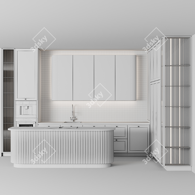 Adjustable Modern Kitchen Set 3D model image 6