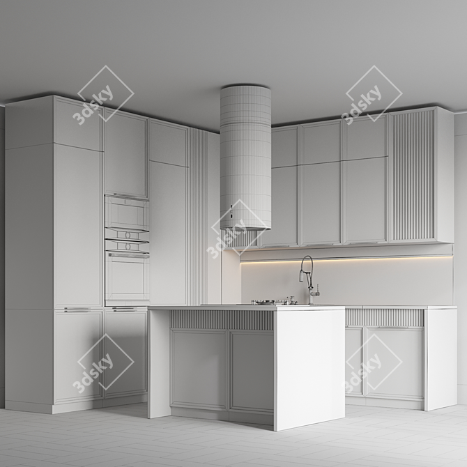 Modern L-Shaped Kitchen 3D Model 3D model image 6