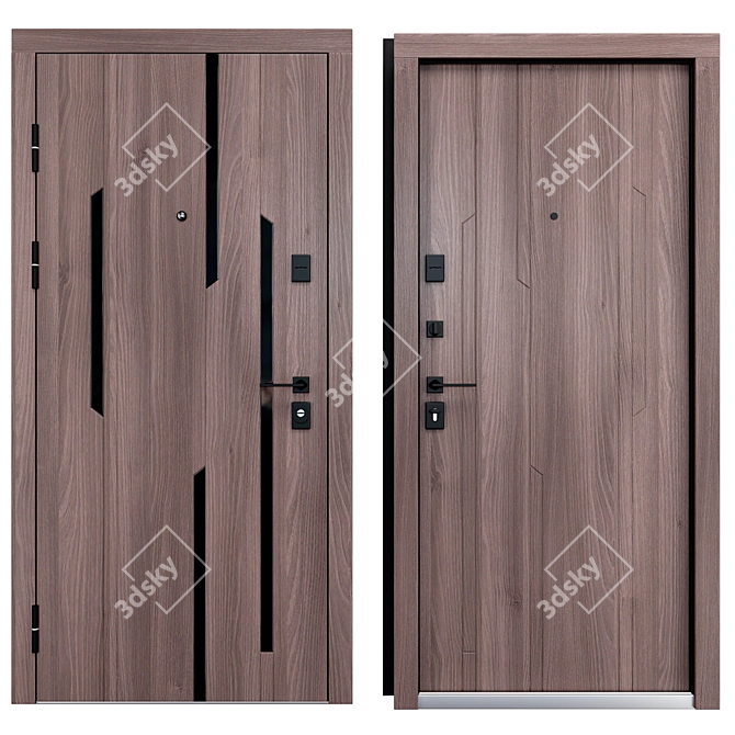 Mirage Metal Entry Door Set 3D model image 3