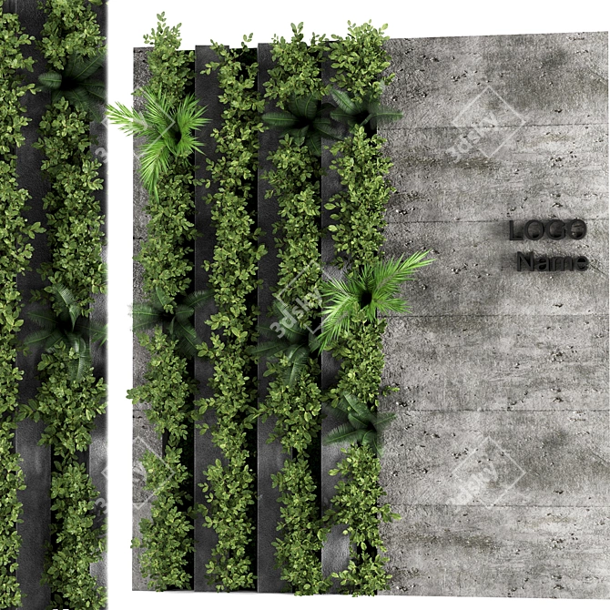 Vertical Concrete Wall Garden Set 3D model image 3