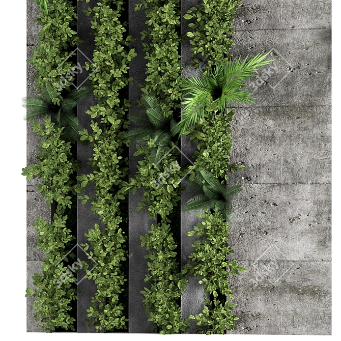 Vertical Concrete Wall Garden Set 3D model image 5