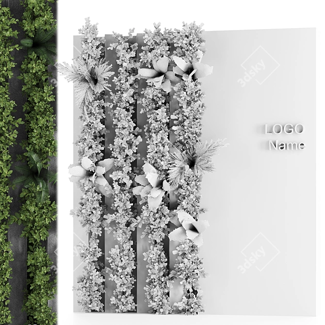 Vertical Concrete Wall Garden Set 3D model image 7