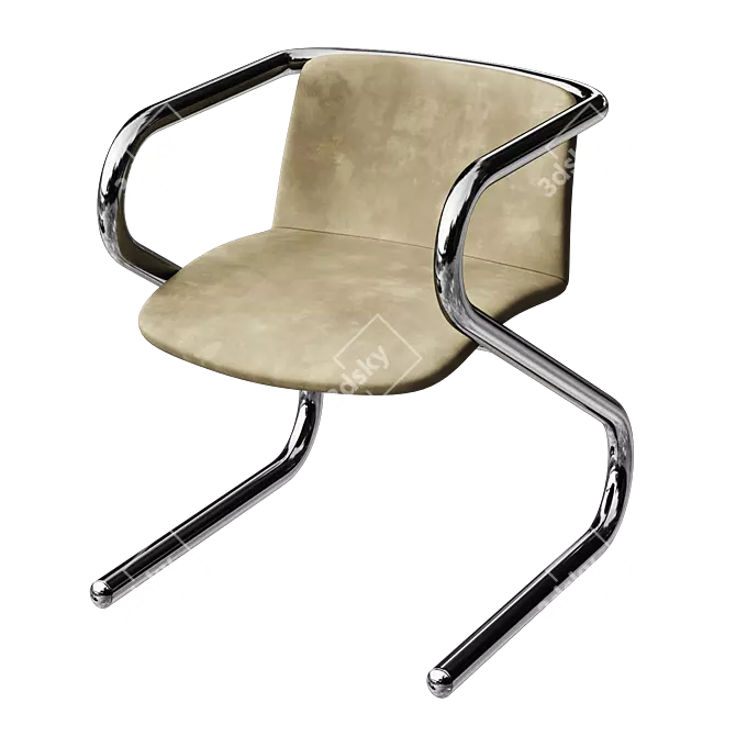 Retro Tubular Z Chairs Set 3D model image 1