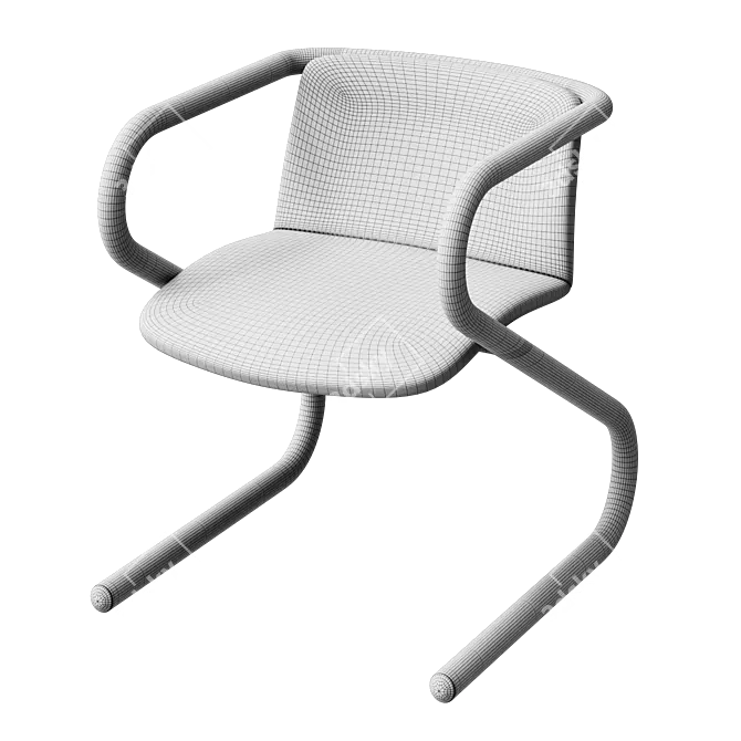 Retro Tubular Z Chairs Set 3D model image 3