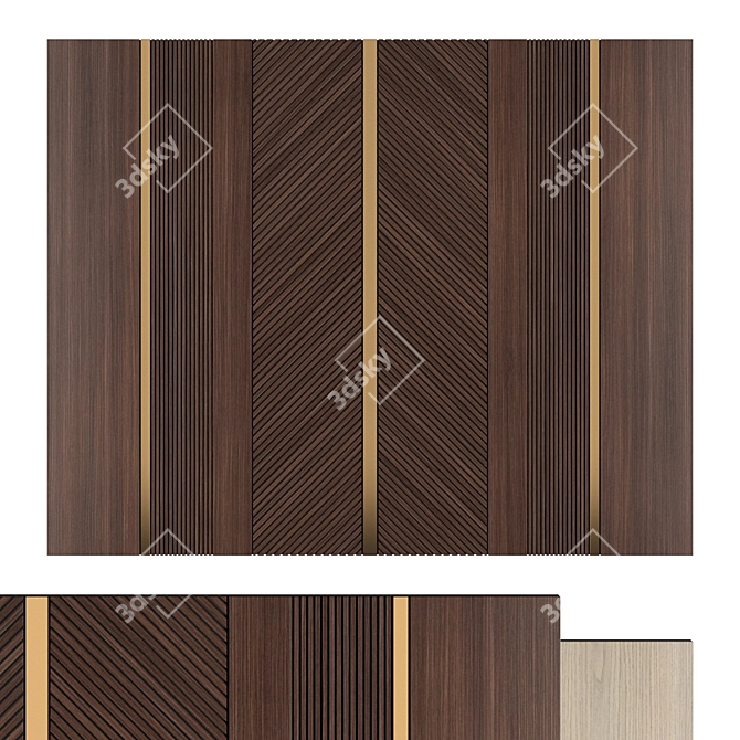 Wooden Wall Panel 3500x2800 mm 3D model image 1