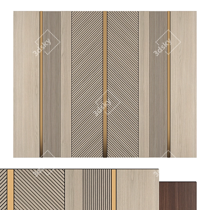 Wooden Wall Panel 3500x2800 mm 3D model image 2