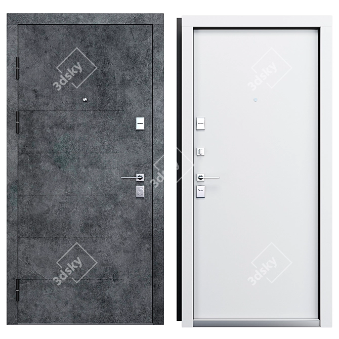 Metal Entry Door with Locks 3D model image 3