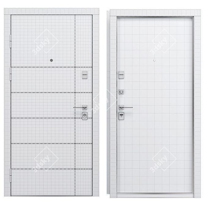 Metal Entry Door with Locks 3D model image 4