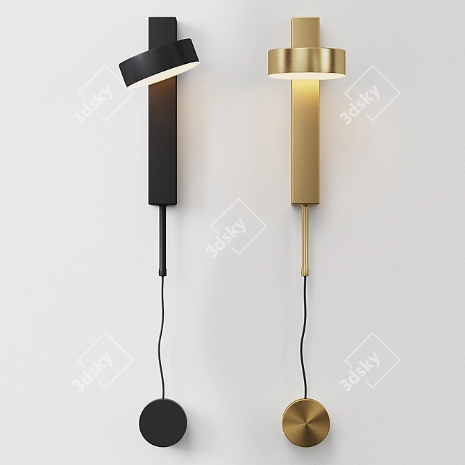 Minimalist LED Wall Sconce Black-Gold 3D model image 2