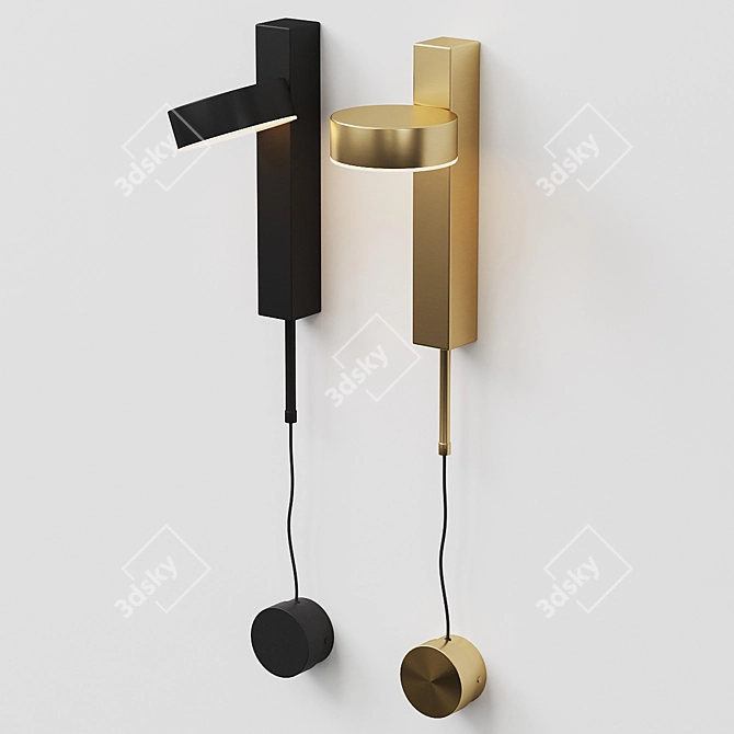 Minimalist LED Wall Sconce Black-Gold 3D model image 3