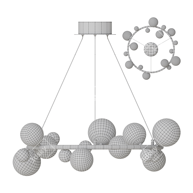 Modern Chandelier White Glass Metal 3D model image 3