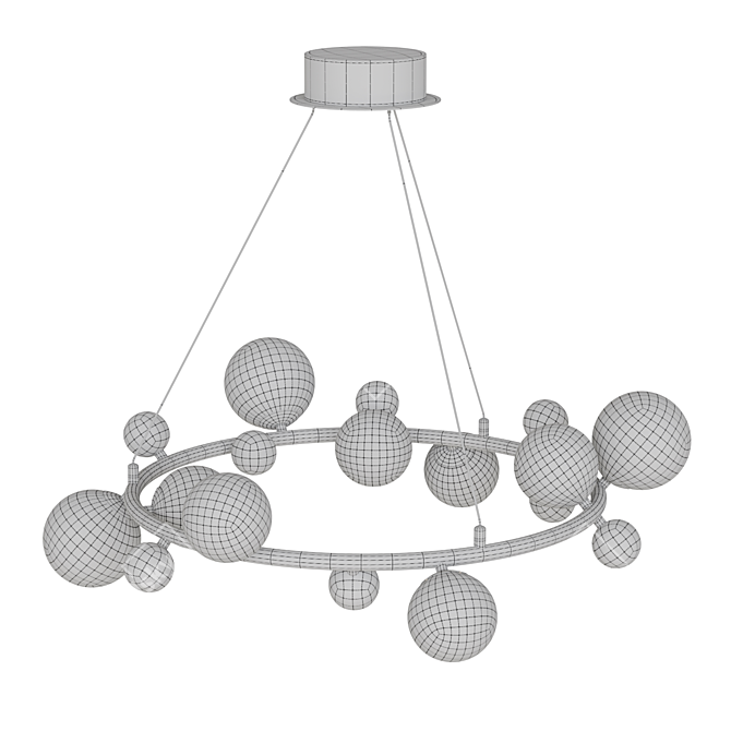 Modern Chandelier White Glass Metal 3D model image 4