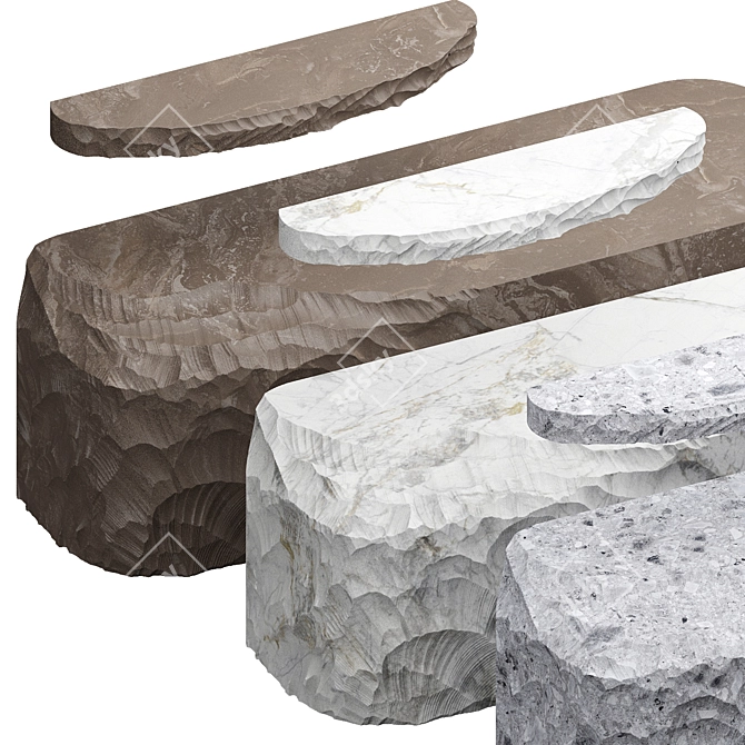 Hipoly Stone Slab Table Shelf 3D model image 4