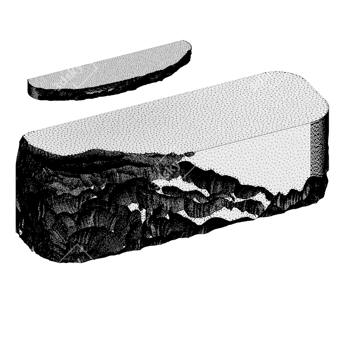 Hipoly Stone Slab Table Shelf 3D model image 5