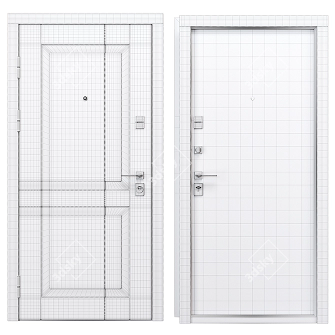Bordo Metal Entrance Door, Berez 3D model image 4