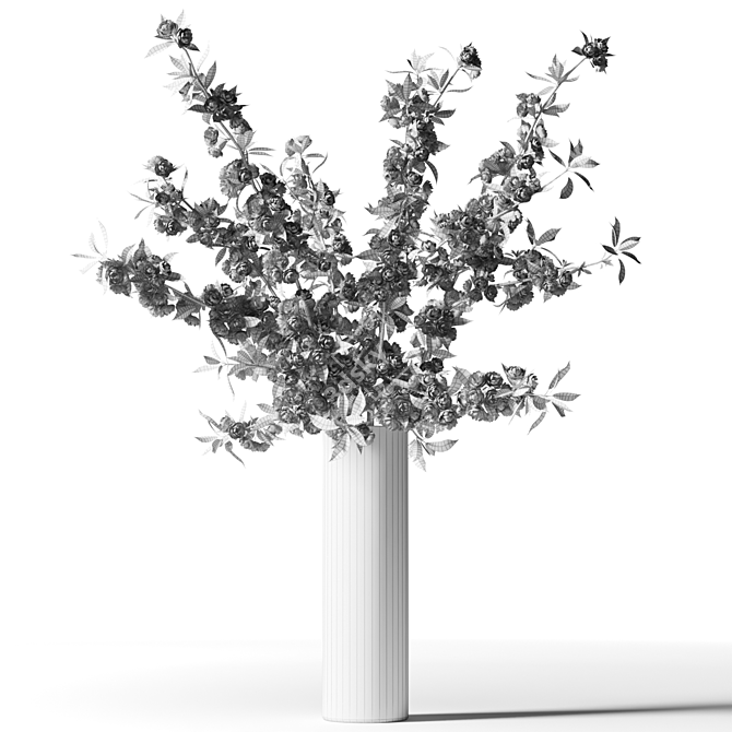 Spring Sakura Branches in White Vase 3D model image 2