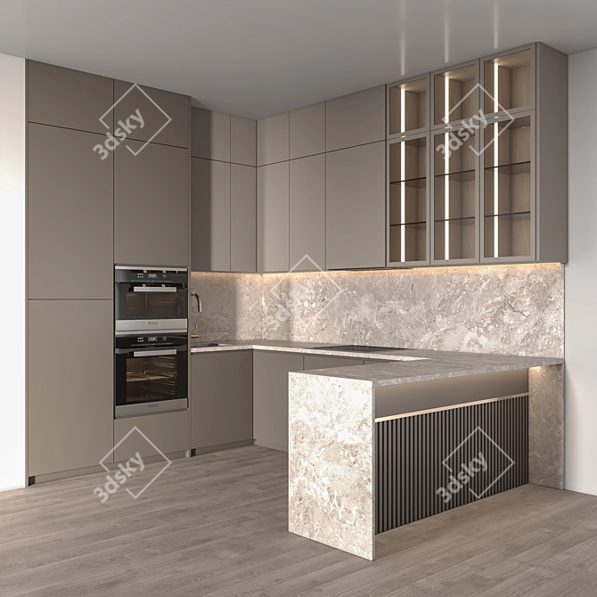 Modern Kitchen Interior 3D Model 3D model image 2