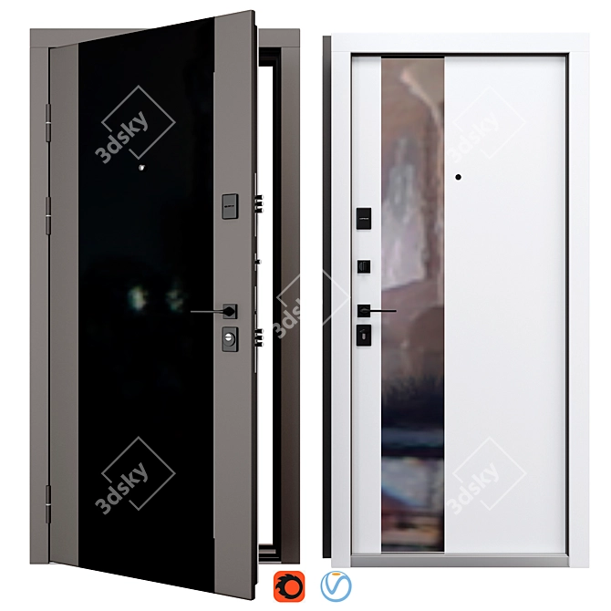 Reflect Berez Metal Entry Door 3D model image 1