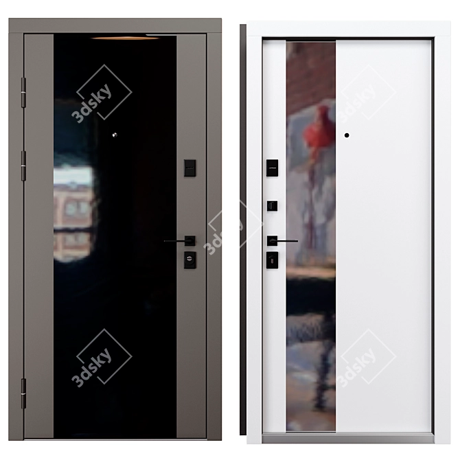 Reflect Berez Metal Entry Door 3D model image 3