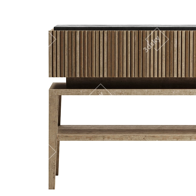 Vintage Elm Console Table 3D model image 4