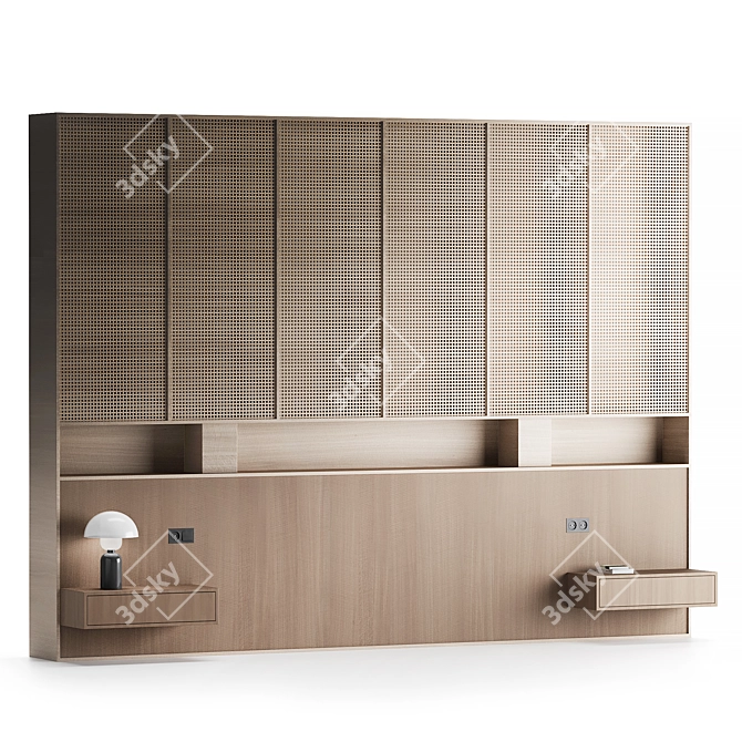 Wooden Bedroom Panel Set 3D model image 1