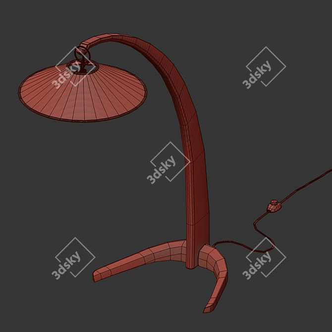 Italian Walnut Brass Floor Lamp 3D model image 2