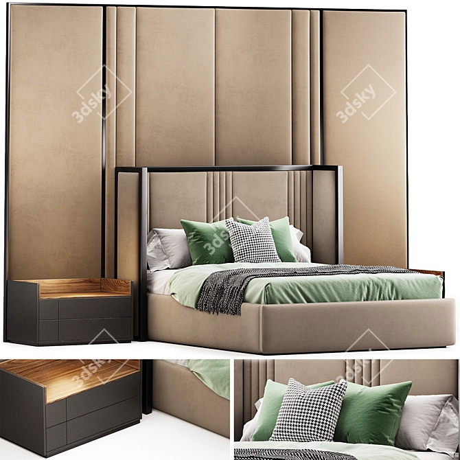 Modern Bed Gala Version Corona 3D model image 2