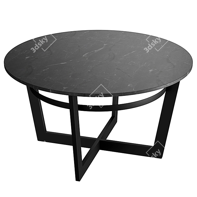 Industrial Black Round Coffee Table 3D model image 1